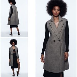 Zara Gray Double-Breasted Vest. Size XS